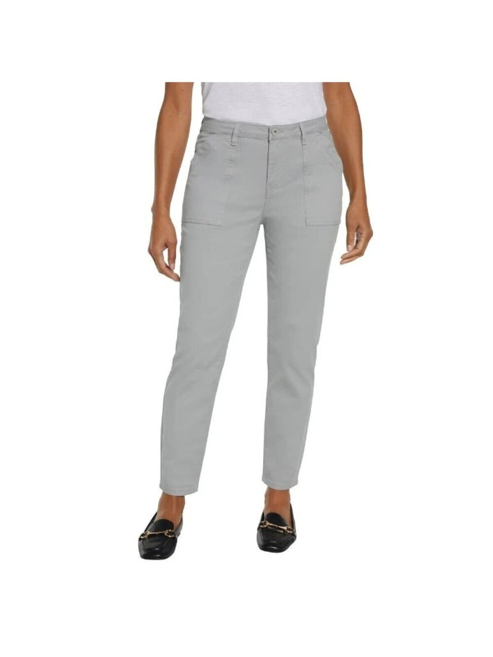 NWT Banana Republic Women's 4 Gray Slim-Fit Utility Chino Pants G2133